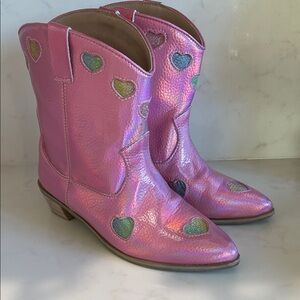 WORN ONCE Lola + The Boys Shimmering Pink Heart Boots